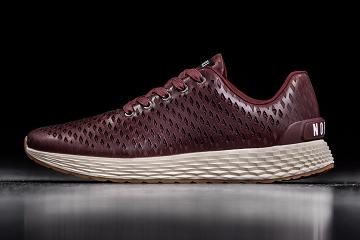 Women's Nobull Leather Running Shoes Burgundy | SG M2638Q